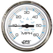 Faria Beede Instruments 4" Chesepeake White SS Studded Speedometer - 60MPH (GPS) 33839